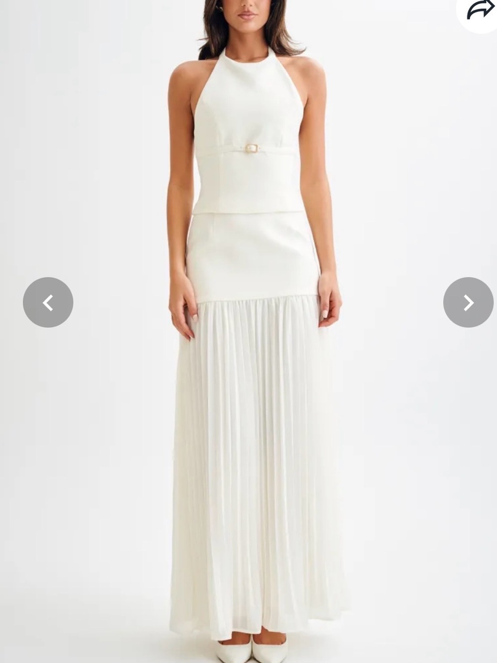 Meshki Letitia Suiting Halter Top and Jillian Pleated Maxi Skirt Matching Set